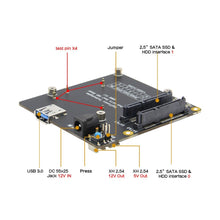 Load image into Gallery viewer, Raspberry Pi 4 model B X880 V1.1 Dual SATA Gen3 HDD Shield, 2.5&quot;/ 3.5&quot;SATA HDD/SSD Storage Expansion Board for Raspberry Pi4B
