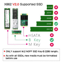 Load image into Gallery viewer, Raspberry Pi M.2 KEY-B 2280 SATA SSD Shield, X862 V2.0 Storage Expansion Board for Raspberry Pi 4 Model B
