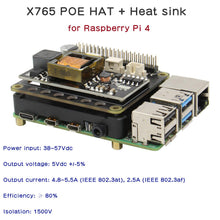 Load image into Gallery viewer, Raspberry Pi Power over Ethernet (PoE) Power Supply Module,X765 802.3at POE HAT Expansion Board for Raspberry Pi 4 Model B / 3B+
