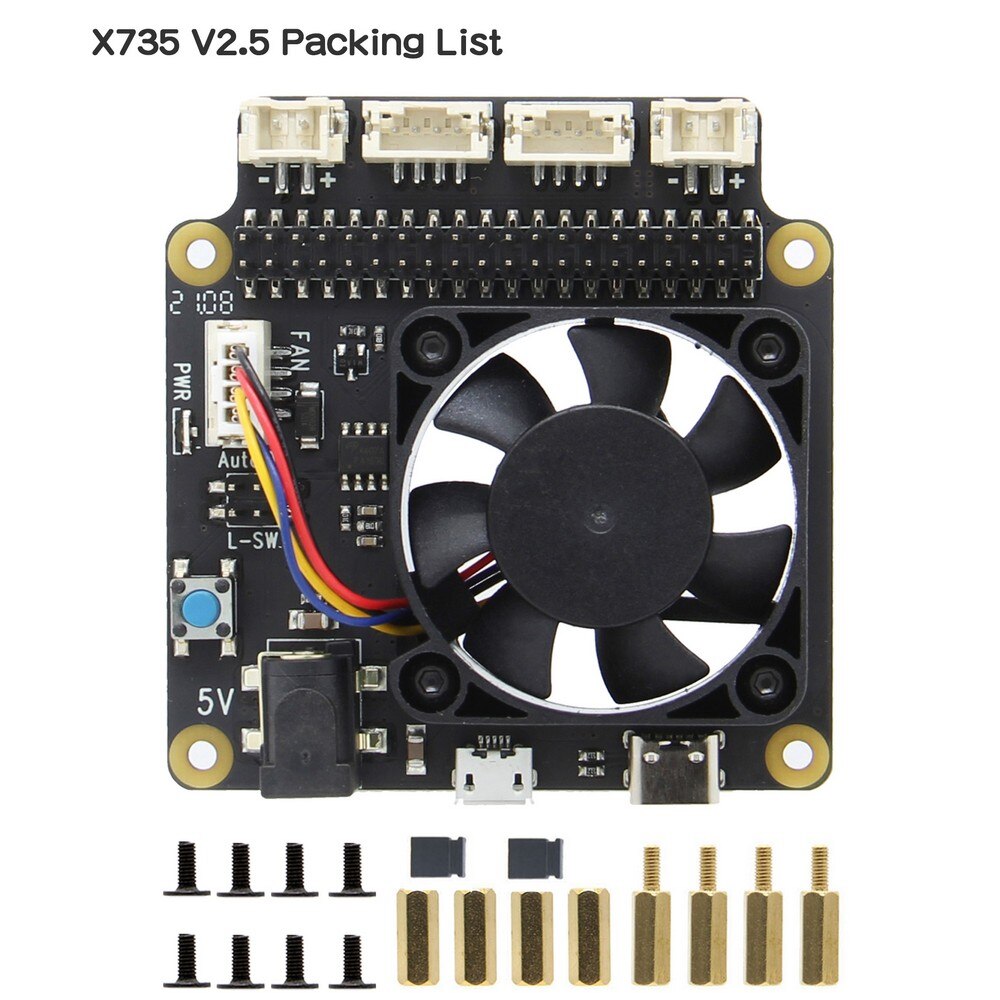 Raspberry Pi X735 Safety Shutdown Power Management & Auto Cooling Board for Raspberry Pi 4 Model B/3B+(plus) /3B / 2B+