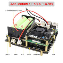 Load image into Gallery viewer, Raspberry Pi X829 Dual 2.5&quot; SATA HDD/SSD Shield + X708 UPS HAT &amp; Power Management Board for Raspberry Pi 4 Model B

