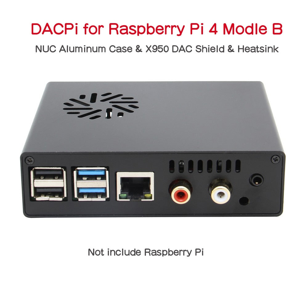 Raspberry Pi4 DAC board Kit, DACPi NUC Aluminum Case with X950 DAC Shield & Heatsink for Raspberry Pi 4 Modle B