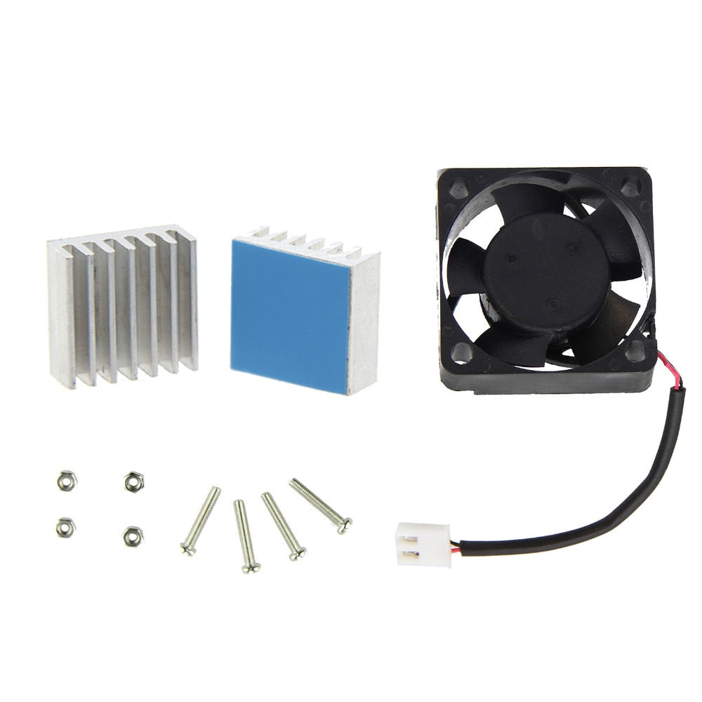 Raspberry pi 4 Modle B Mute Cooling Fan + 2Pcs Aluminum Heat Sink for Raspberry pi 4 B / 3 B+/ plus / 2B / Zero W