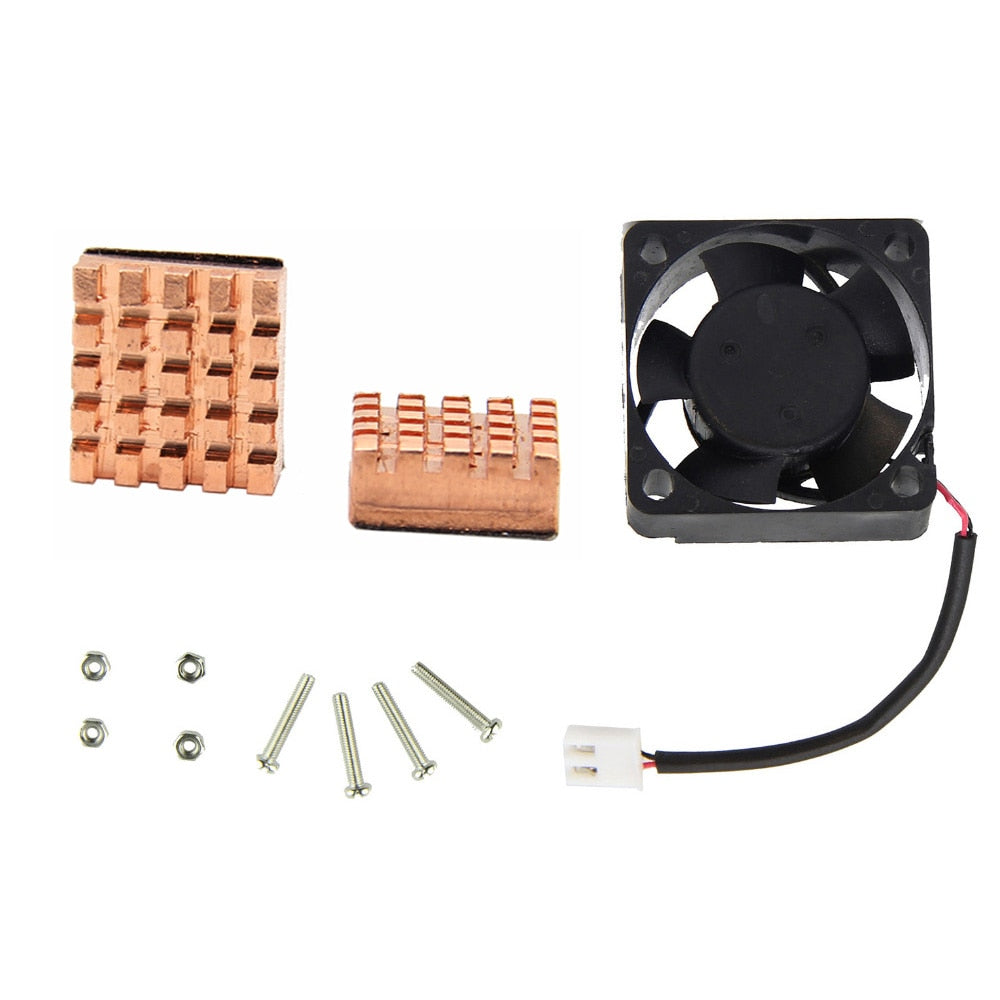 Raspberry pi 4 Modle B Mute Cooling Fan + 2Pcs Copper Heat Sink for Raspberry pi 4 B / 3 B+/ plus / 2B / Zero / Zero W