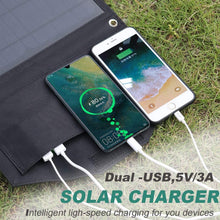 Load image into Gallery viewer, Solar Charger 30W 2USB Solar Panels Foldable Panel Has 5V/5A Max Rate Portable solar Phone Charger Compatible USB and DC Devices

