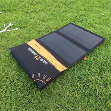 Load image into Gallery viewer, Solar cell 28W 21W Power Solar Charger Battery Dual Port Waterproof Foldable Solar Cells Panel for Digital Products Charging
