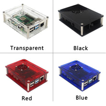 Load image into Gallery viewer, Raspberry Pi 4 acrylic black blue red transparent housing with fan LT-4B16
