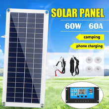 Load image into Gallery viewer, 60W Solar Panel Kit Complete 12V Dual USB With 10-60A Controller Solar Cells for Car Yacht RV Boat Moblie Phone Battery Charger
