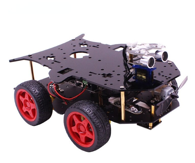 custom 4WD Smart Robot Car Kit Met Ultrasone Infrarood En Tracking Sensor Voor Student Diy Experiment
