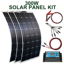 Load image into Gallery viewer, solar panel kit and 300w 200w 100w flexible solar panels 12v 24v high efficiency battery charger module
