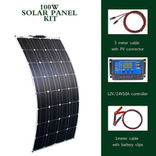 Load image into Gallery viewer, solar panel kit and 300w 200w 100w flexible solar panels 12v 24v high efficiency battery charger module
